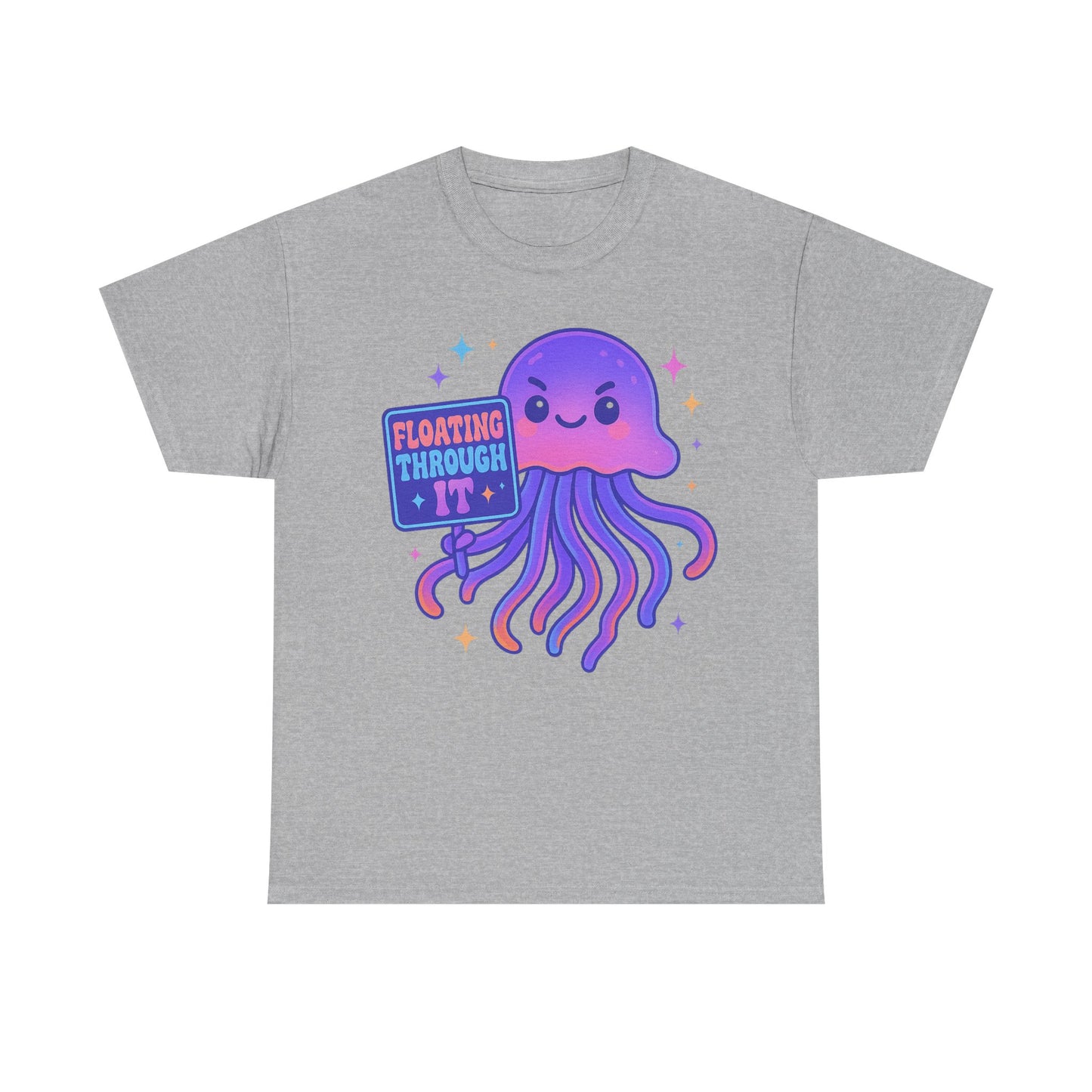 Floating Through It Kawaii Empowered Jellyfish Neon Sign Shirt Design
