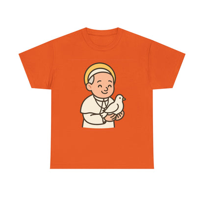 Kawaii Pope Francis with Dove Transparent Background Tribute Illustration