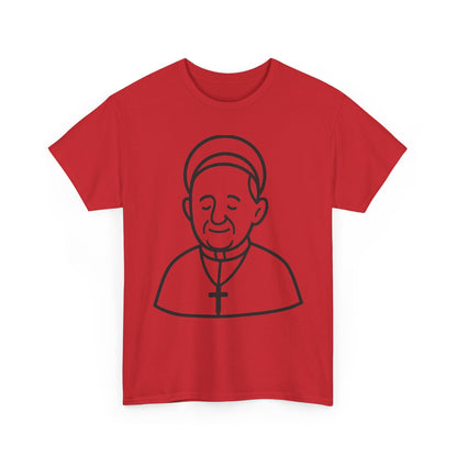 Simple Line Art Pope Francis with Halo | Transparent Minimal Outline
