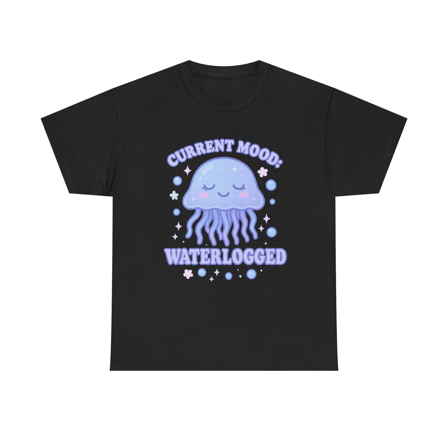 Current Mood Waterlogged Kawaii Jellyfish Pastel Bubble T-Shirt Design
