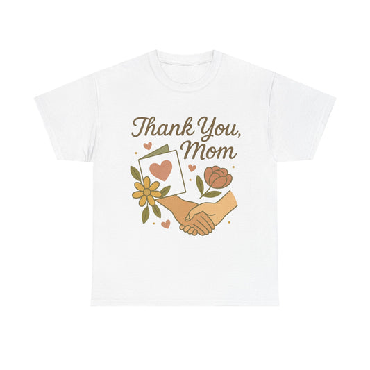 Thank You Mom Retro Floral Heart Card Mother's Day Art
