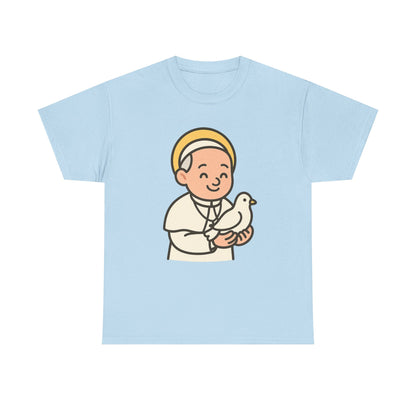 Kawaii Pope Francis with Dove Transparent Background Tribute Illustration