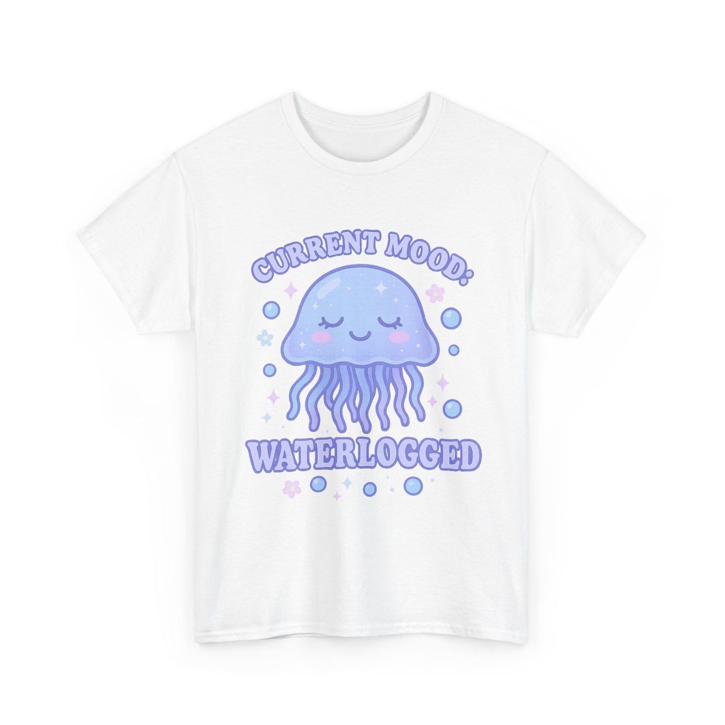 Current Mood Waterlogged Kawaii Jellyfish Pastel Bubble T-Shirt Design