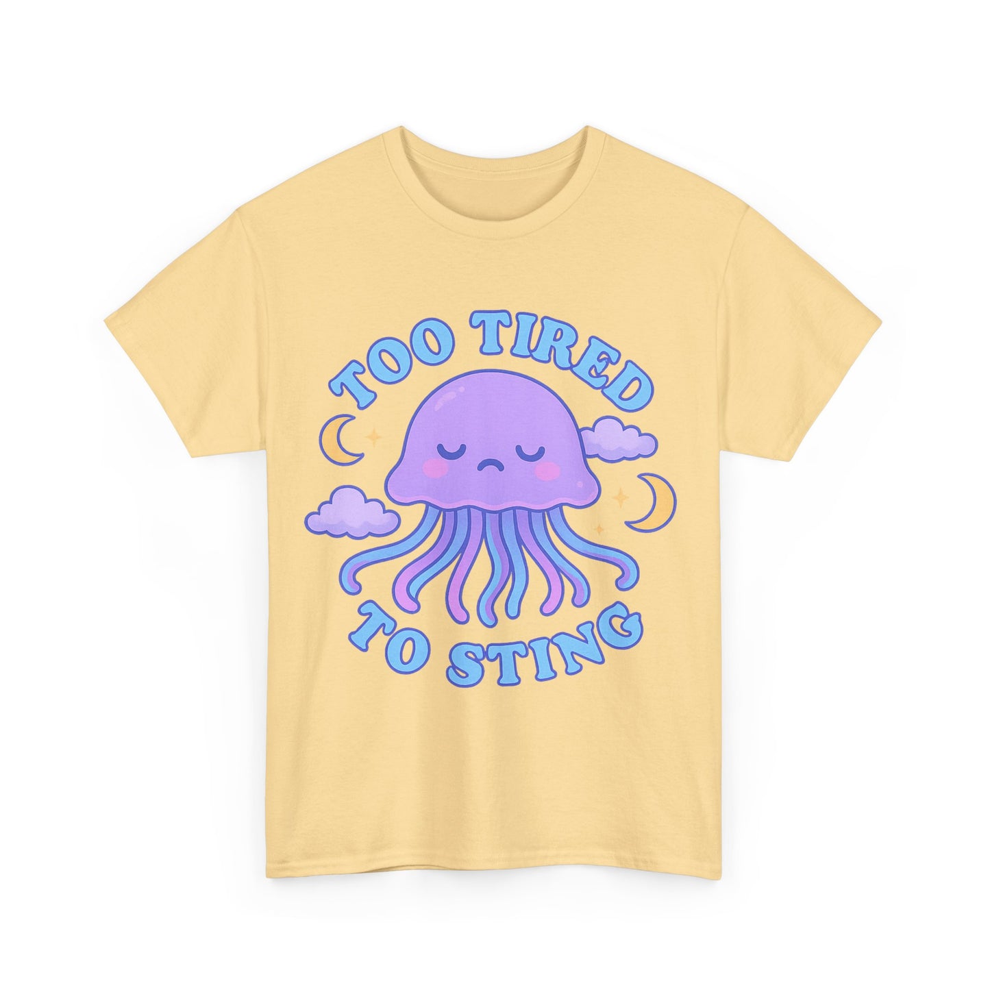 Too Tired To Sting Sleepy Jellyfish Pastel Moon Cloud T-Shirt Design