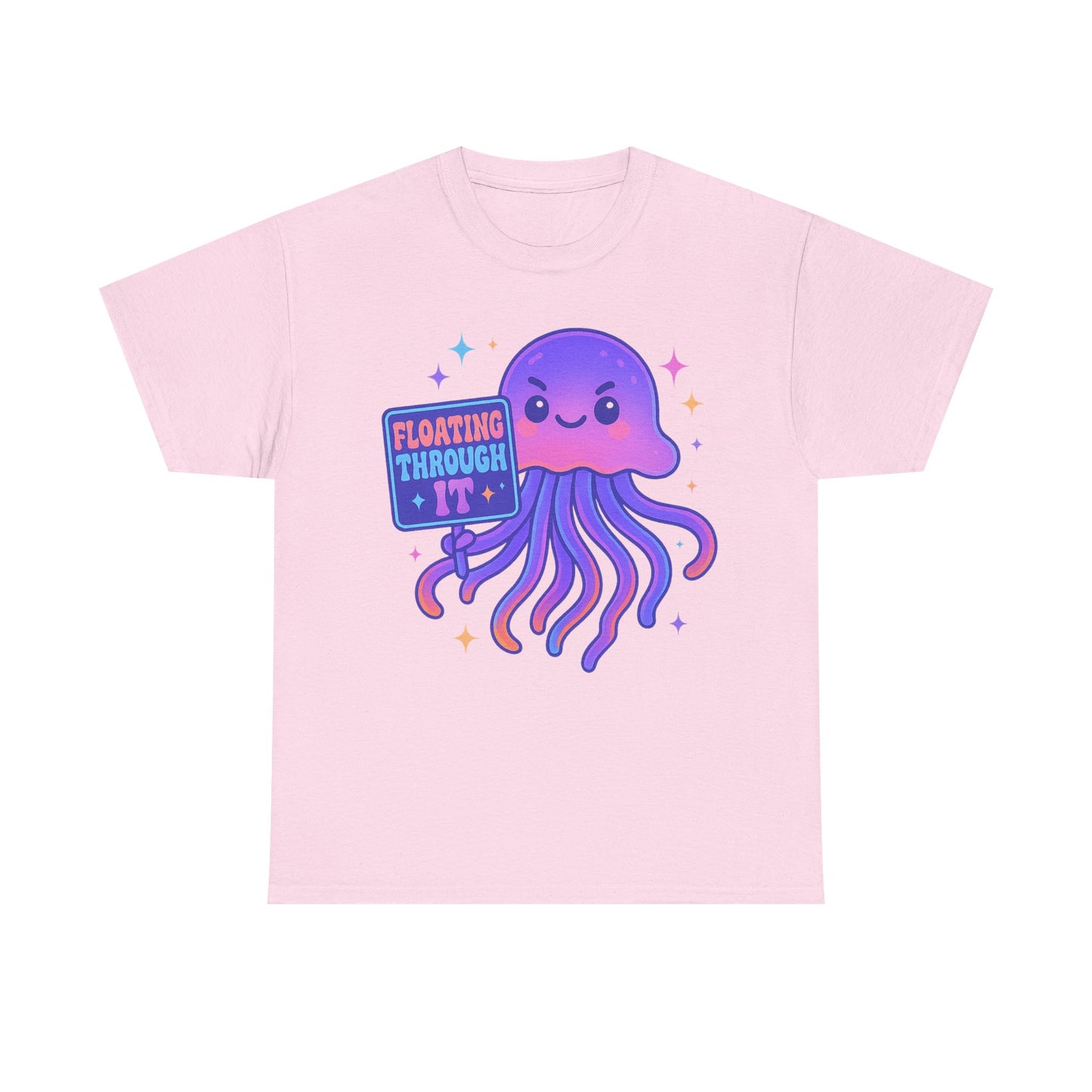 Floating Through It Kawaii Empowered Jellyfish Neon Sign Shirt Design