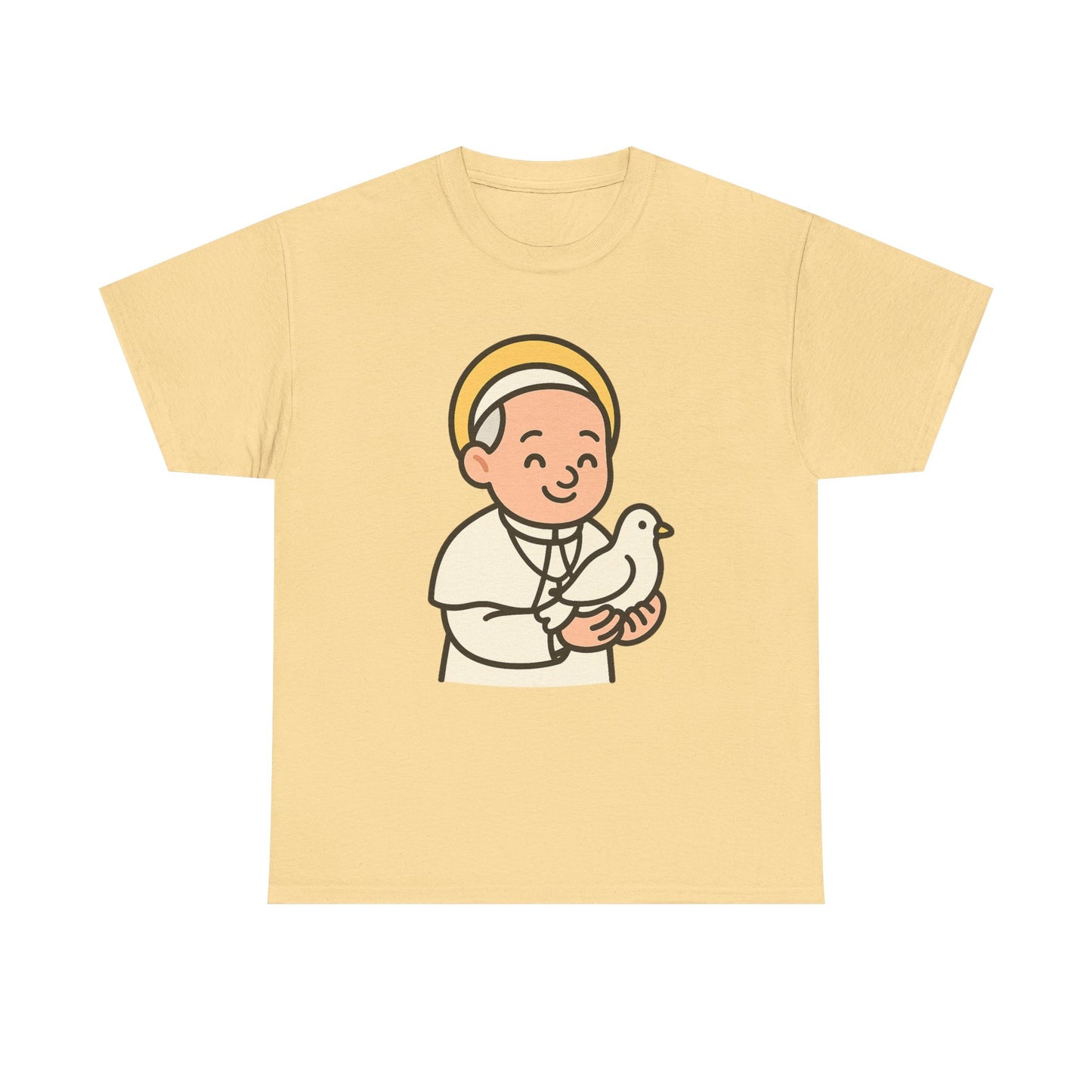 Kawaii Pope Francis with Dove Transparent Background Tribute Illustration