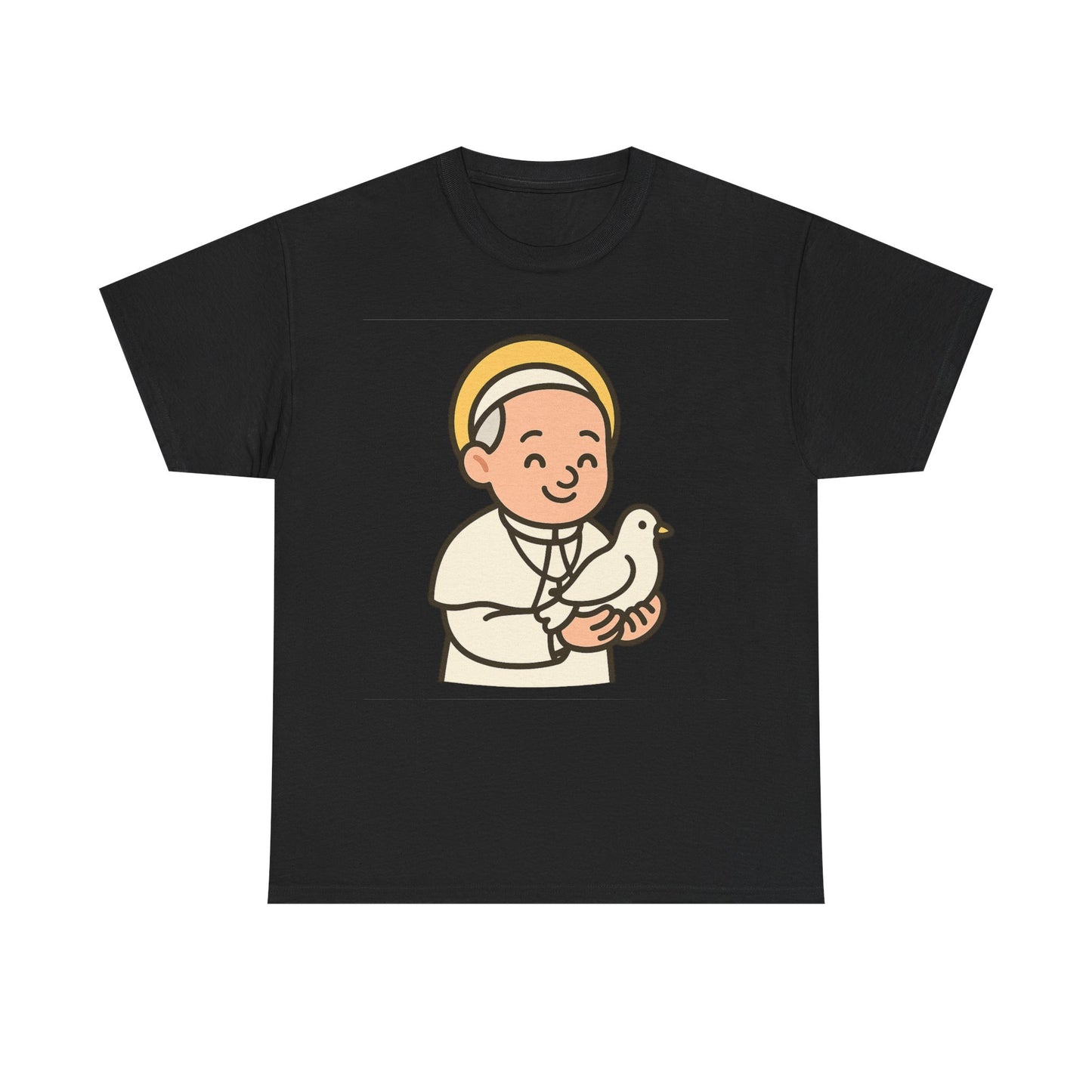 Kawaii Pope Francis with Dove Transparent Background Tribute Illustration