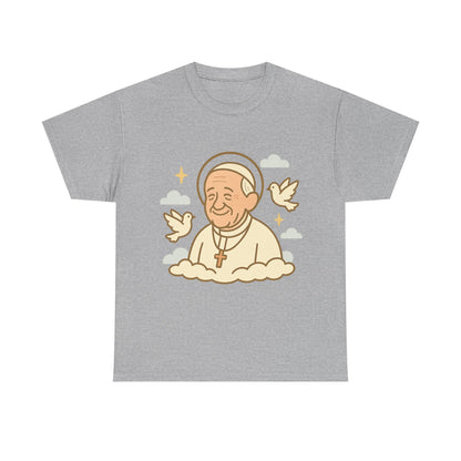 Spiritual Pope Francis with Doves | Celestial Tribute Cartoon Illustration