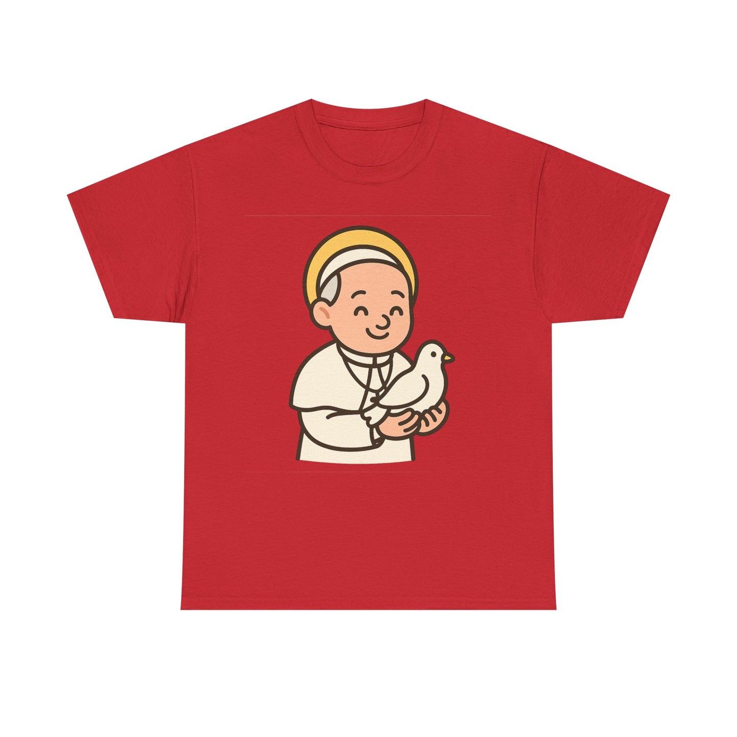 Kawaii Pope Francis with Dove Transparent Background Tribute Illustration