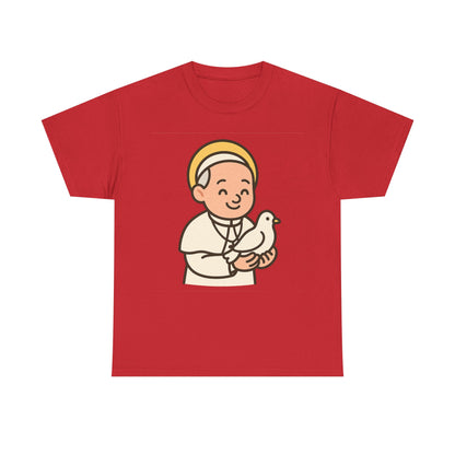 Kawaii Pope Francis with Dove Transparent Background Tribute Illustration