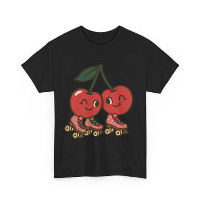 Roller Skating Cherries Italian Design Art Retro Glitter Fruit on Wheels Illustration