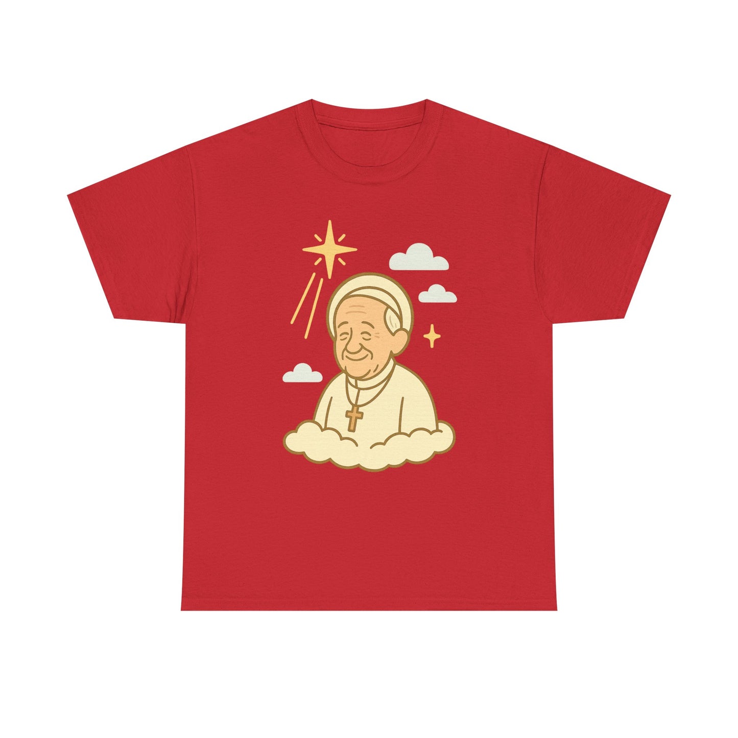 Heavenly Pope Francis in Cartoon Style | Floating Cloud Tribute Illustration