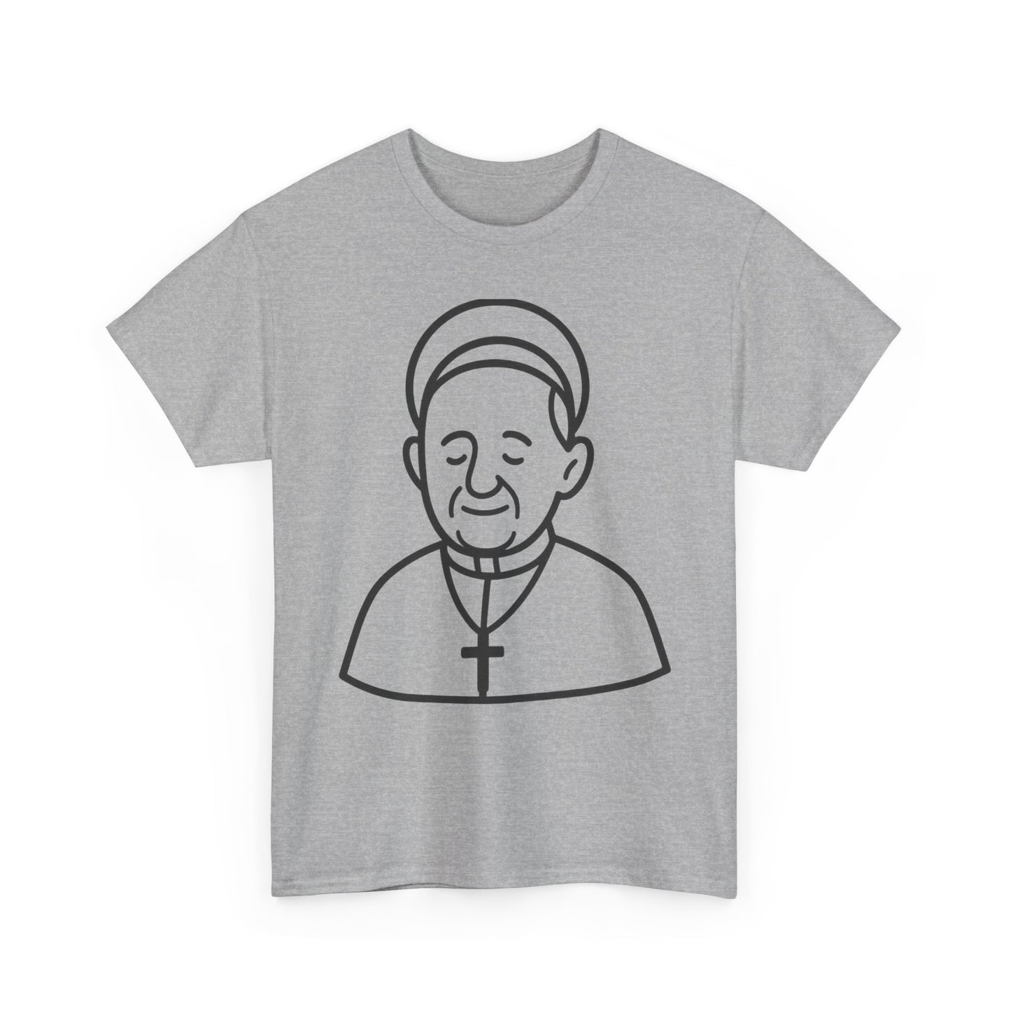 Simple Line Art Pope Francis with Halo | Transparent Minimal Outline
