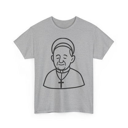 Simple Line Art Pope Francis with Halo | Transparent Minimal Outline