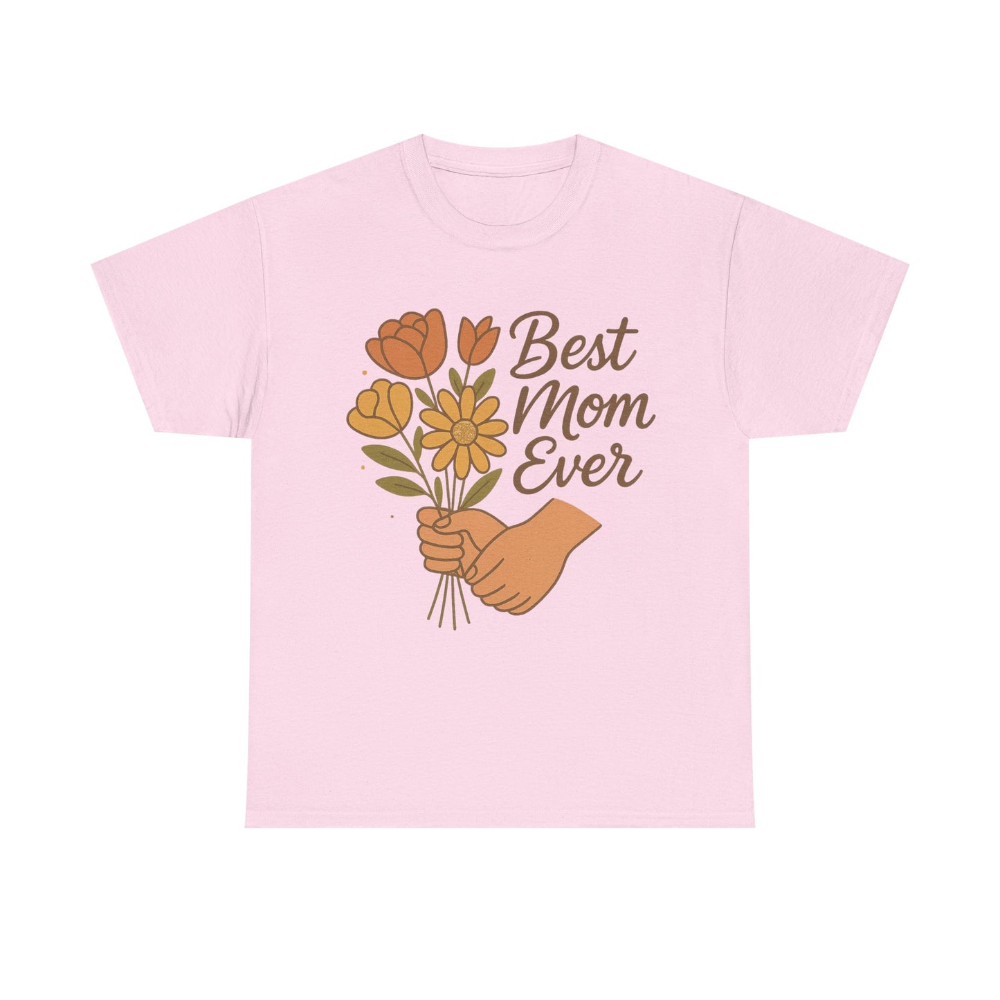 Retro Best Mom Ever Hands and Flowers Mother's Day Illustration