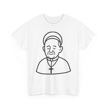 Simple Line Art Pope Francis with Halo | Transparent Minimal Outline