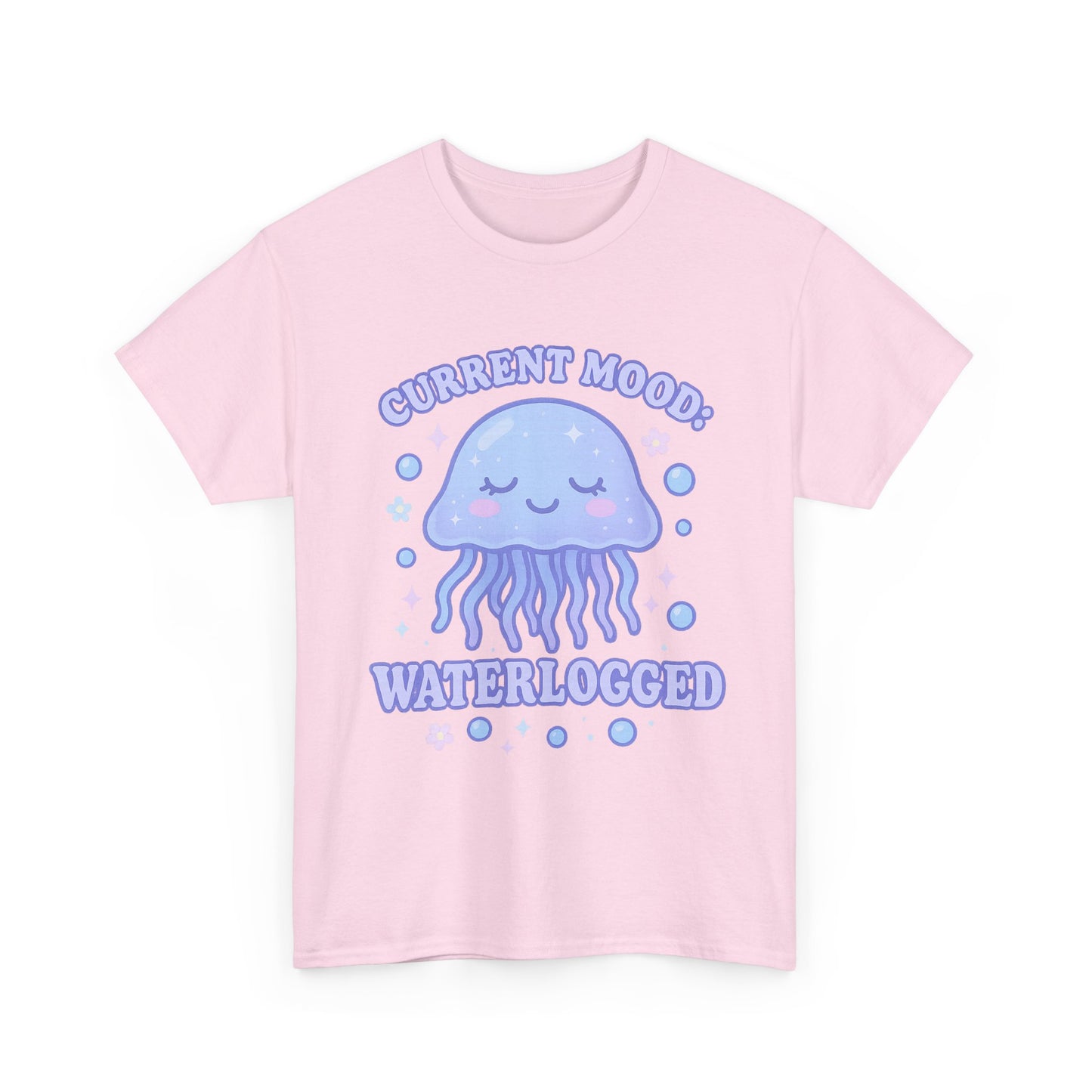 Current Mood Waterlogged Kawaii Jellyfish Pastel Bubble T-Shirt Design