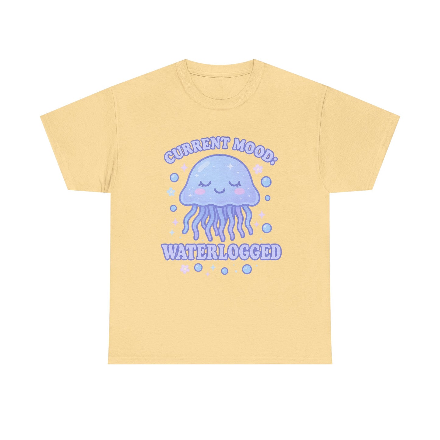 Current Mood Waterlogged Kawaii Jellyfish Pastel Bubble T-Shirt Design