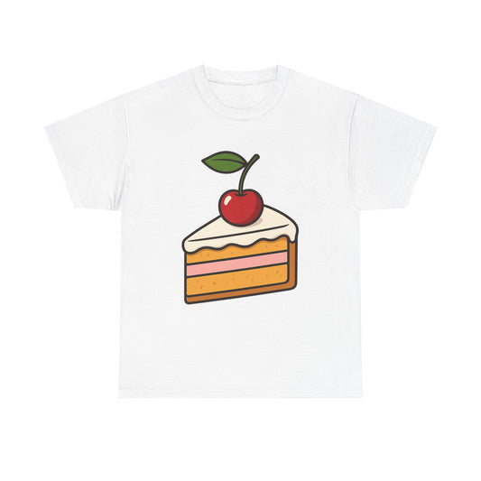 Cherry on Top Italian Design Art  Cute Cake Slice with Glossy Fruit