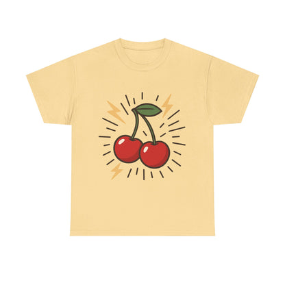 Cherry Energy Italian Design Art Power Burst Fruit with Lightning Style