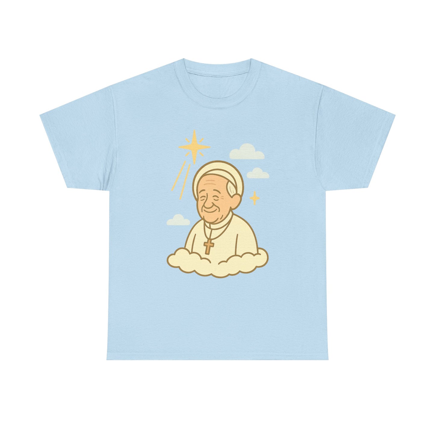 Heavenly Pope Francis in Cartoon Style | Floating Cloud Tribute Illustration
