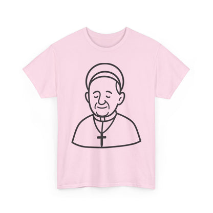 Simple Line Art Pope Francis with Halo | Transparent Minimal Outline