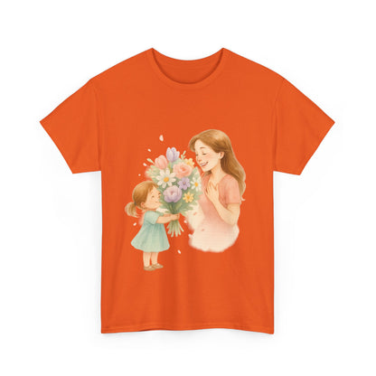 Mother's Day Bouquet Hug  Watercolor Mom and Daughter Printable Illustration