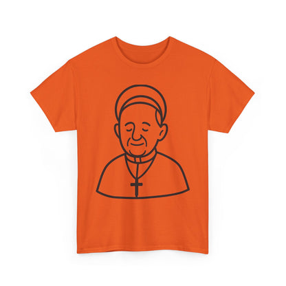 Simple Line Art Pope Francis with Halo | Transparent Minimal Outline