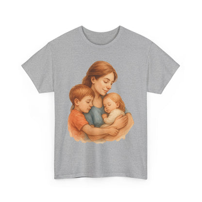 Watercolor Mother with Two Children Hug Emotional Mother's Day Wall Art