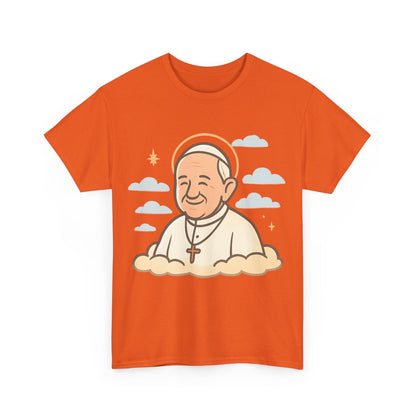 Heavenly Pope Francis on Cloud | Peaceful Tribute Cartoon Illustration