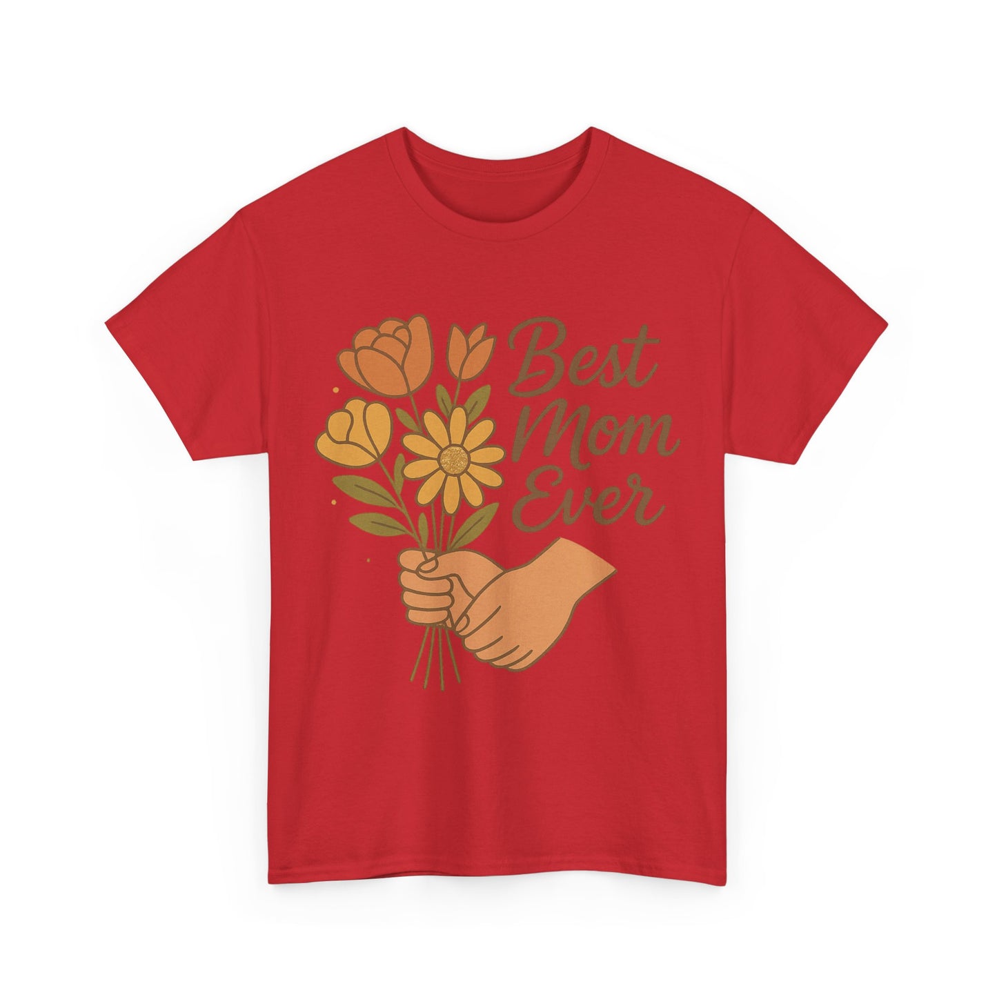 Retro Best Mom Ever Hands and Flowers Mother's Day Illustration