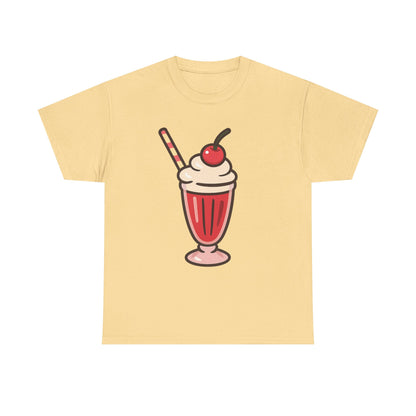 Cherry Soda Float Italian Design Art Retro Diner Milkshake with Whipped Cream and Cherry