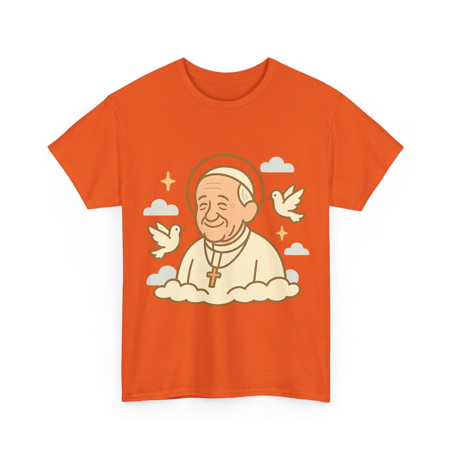 Spiritual Pope Francis with Doves | Celestial Tribute Cartoon Illustration