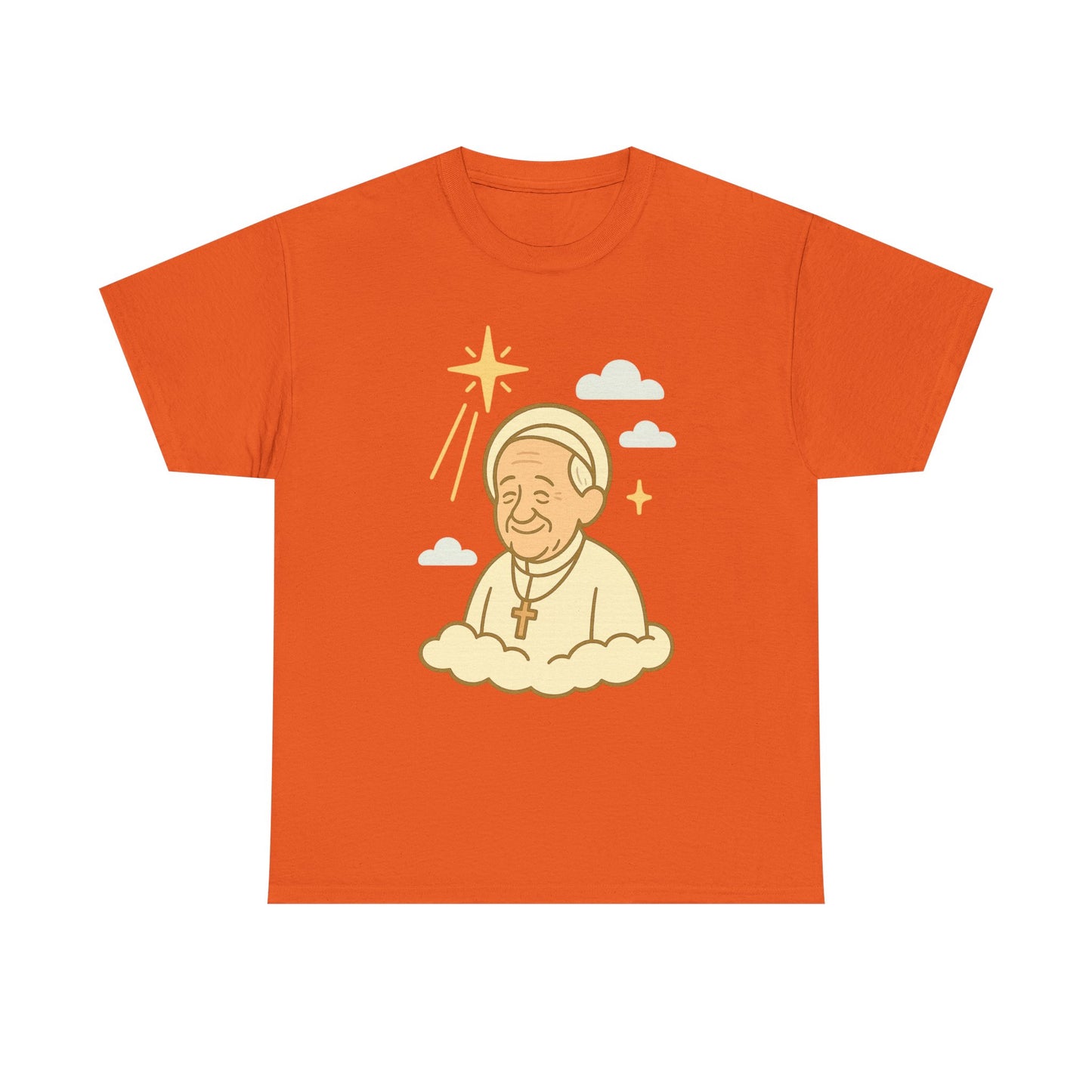 Heavenly Pope Francis in Cartoon Style | Floating Cloud Tribute Illustration