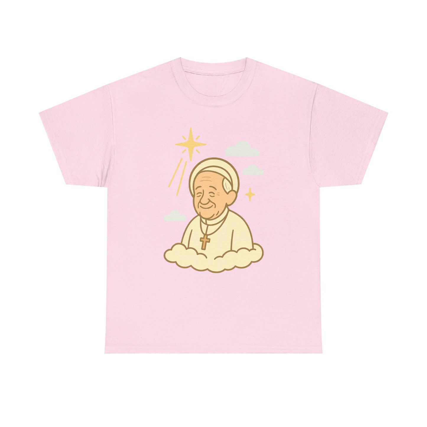 Heavenly Pope Francis in Cartoon Style | Floating Cloud Tribute Illustration