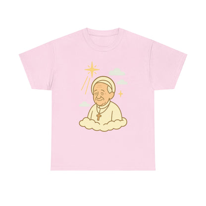 Heavenly Pope Francis in Cartoon Style | Floating Cloud Tribute Illustration