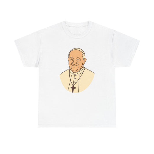 Kawaii Minimal Pope Francis Portrait | Soft Color Transparent Illustration