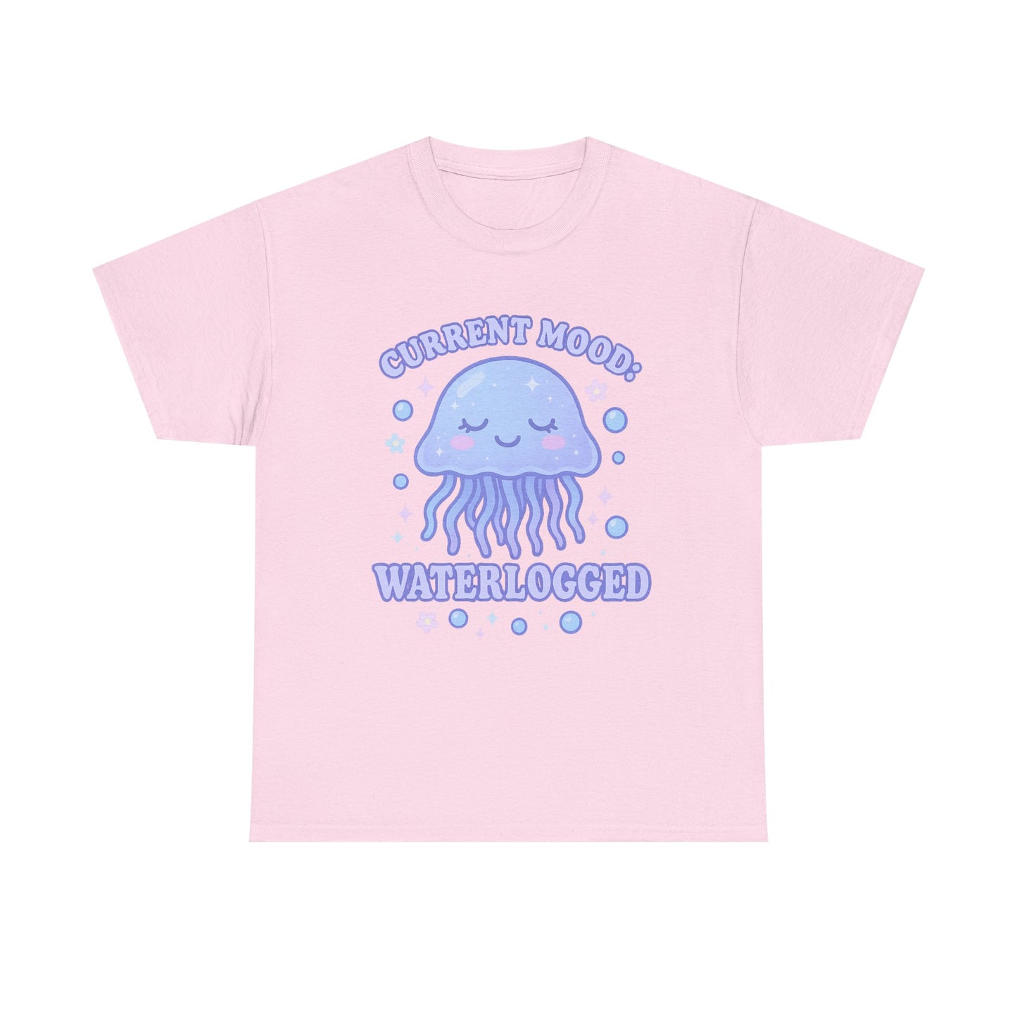 Current Mood Waterlogged Kawaii Jellyfish Pastel Bubble T-Shirt Design