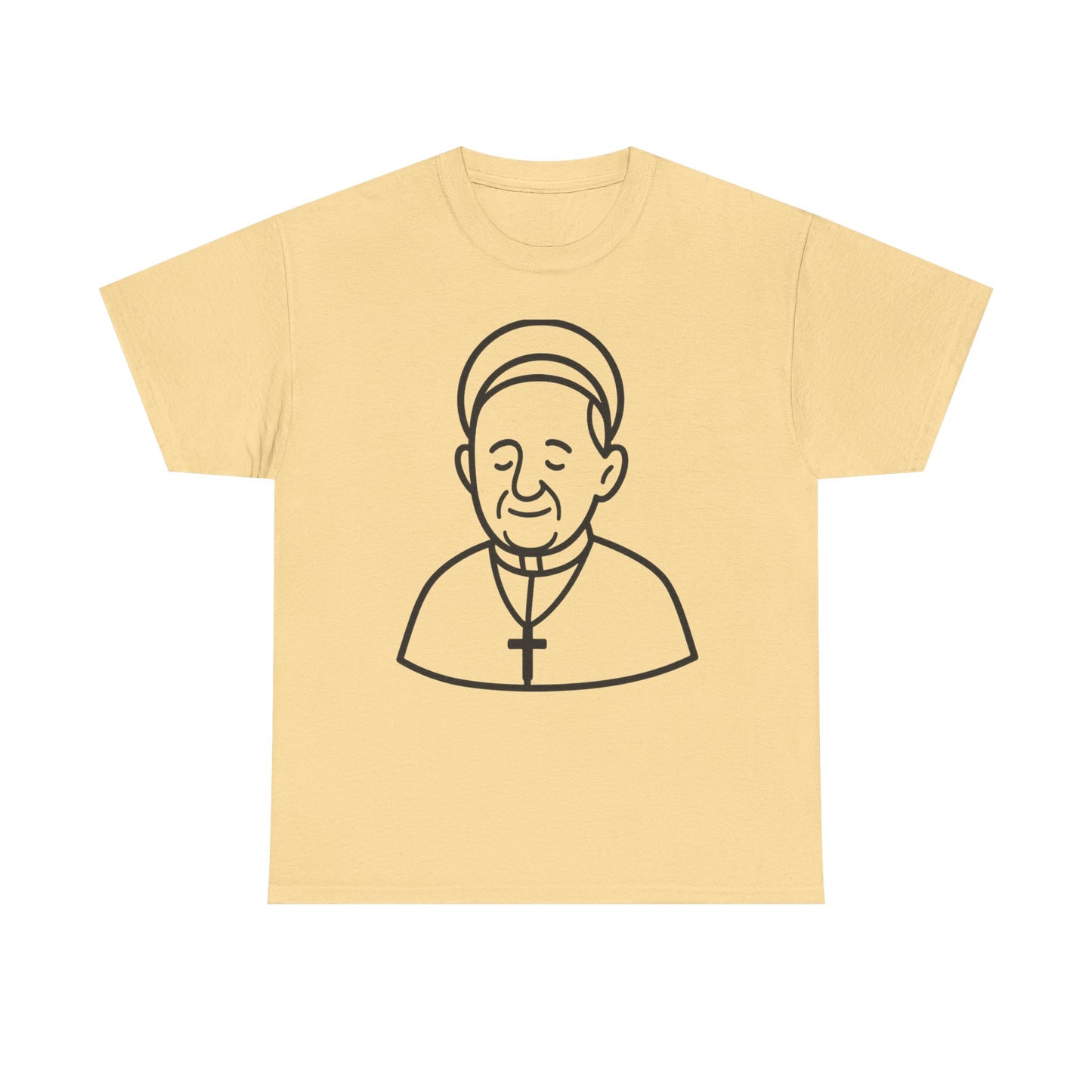 Simple Line Art Pope Francis with Halo | Transparent Minimal Outline