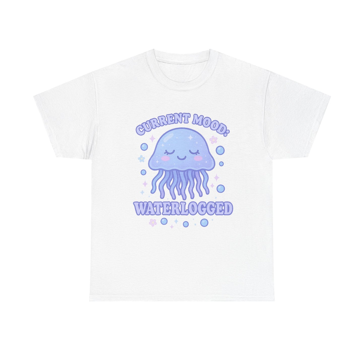 Current Mood Waterlogged Kawaii Jellyfish Pastel Bubble T-Shirt Design