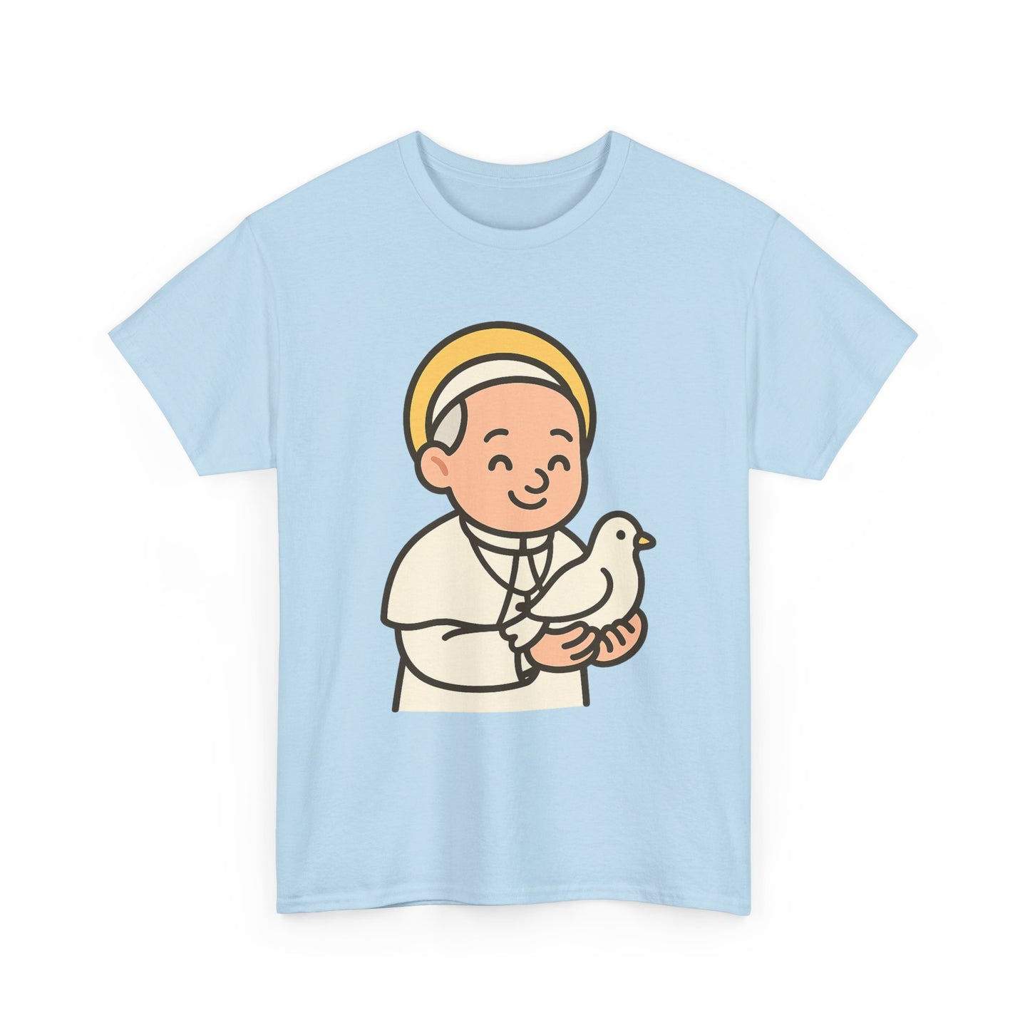 Kawaii Pope Francis with Dove Transparent Background Tribute Illustration