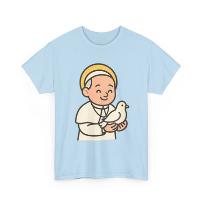 Kawaii Pope Francis with Dove Transparent Background Tribute Illustration