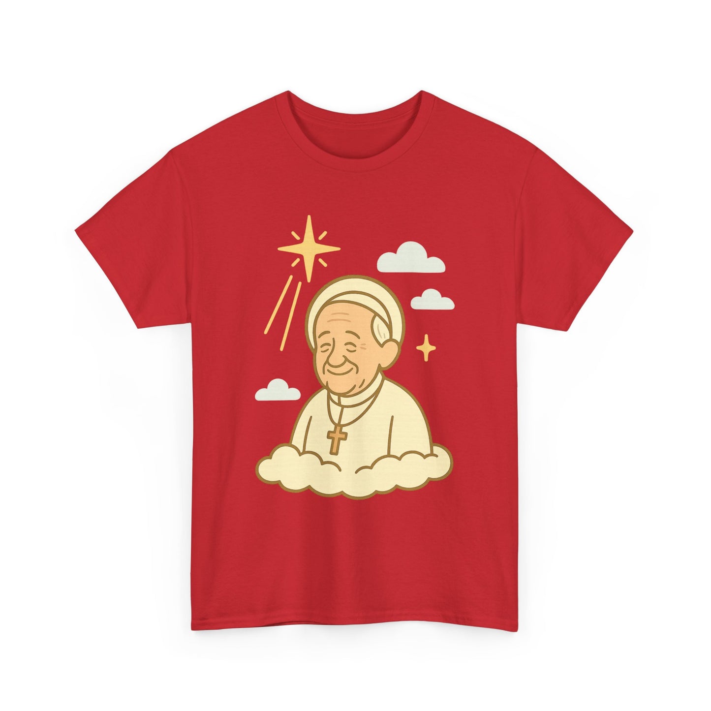 Heavenly Pope Francis in Cartoon Style | Floating Cloud Tribute Illustration