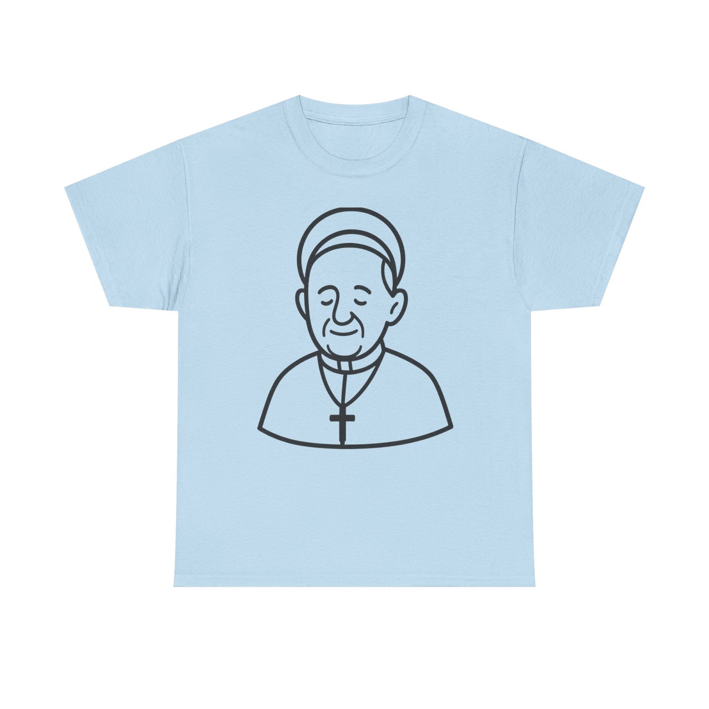 Simple Line Art Pope Francis with Halo | Transparent Minimal Outline