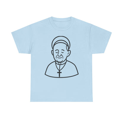Simple Line Art Pope Francis with Halo | Transparent Minimal Outline