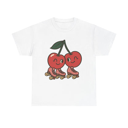 Roller Skating Cherries Italian Design Art Retro Glitter Fruit on Wheels Illustration