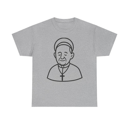 Simple Line Art Pope Francis with Halo | Transparent Minimal Outline