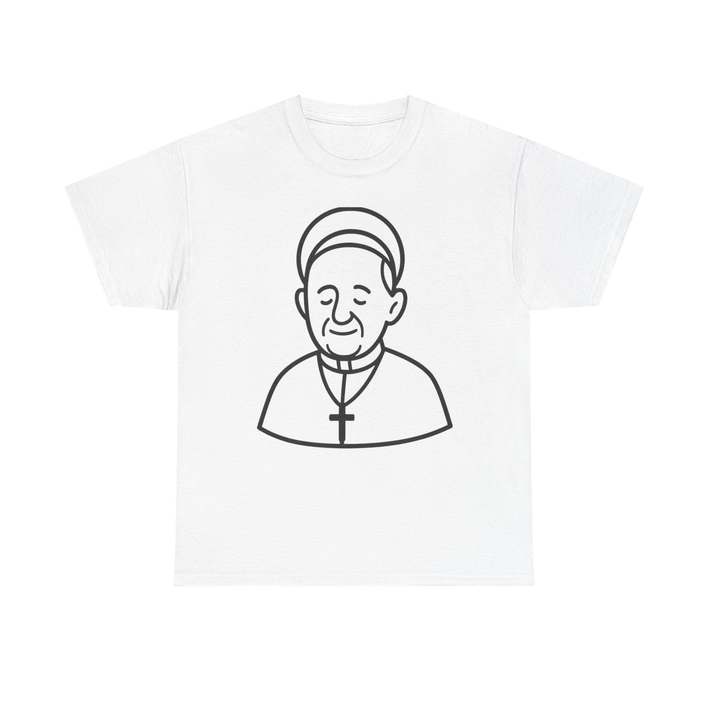 Simple Line Art Pope Francis with Halo | Transparent Minimal Outline