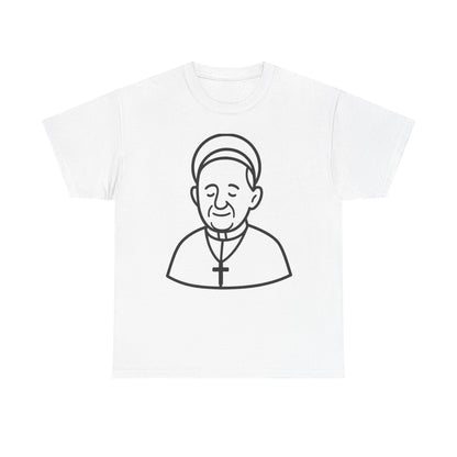 Simple Line Art Pope Francis with Halo | Transparent Minimal Outline