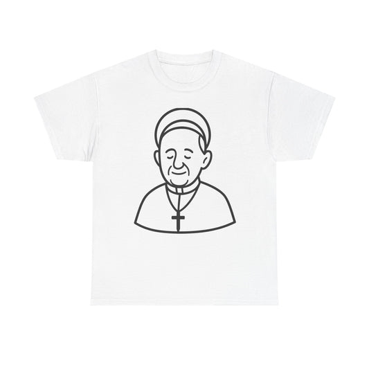 Simple Line Art Pope Francis with Halo | Transparent Minimal Outline